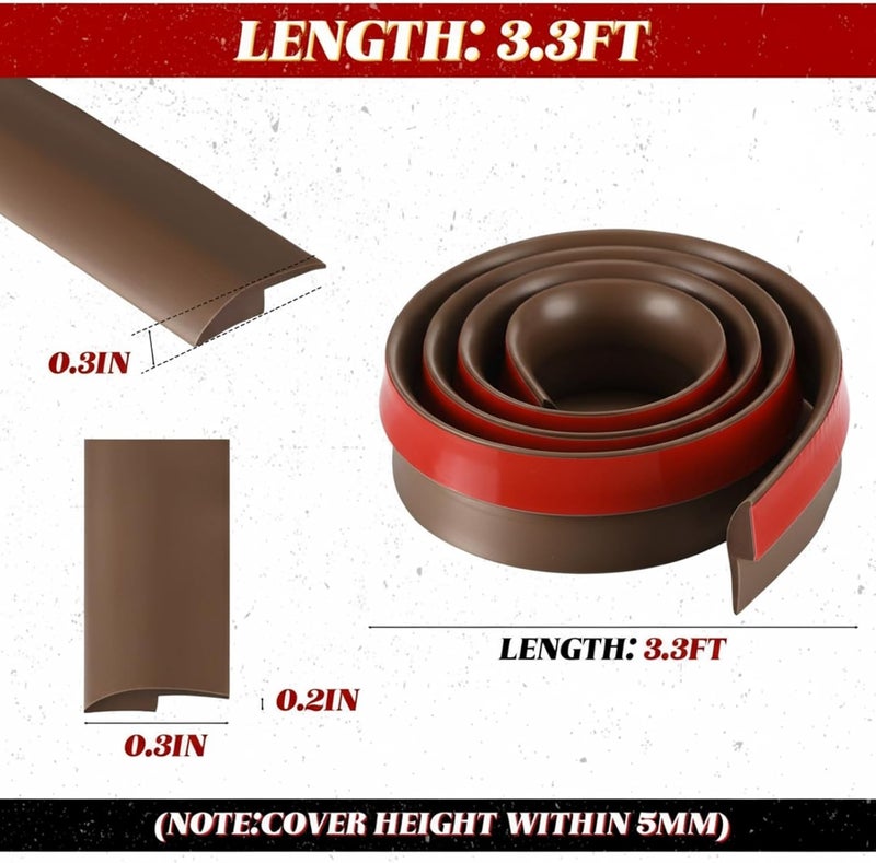 Joyfolk 3.3ft Carpet Floor Transition Strips, Self-Adhesive Carpet to Tile Transition Edge Triings for Doors/Wood Floors, Coverage Height up to 5mm(Dark Brown) - Image 2